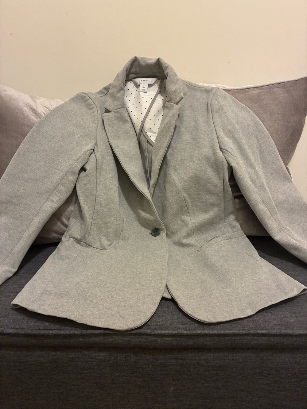 Old Navy Light Gray Peplum Blazer
